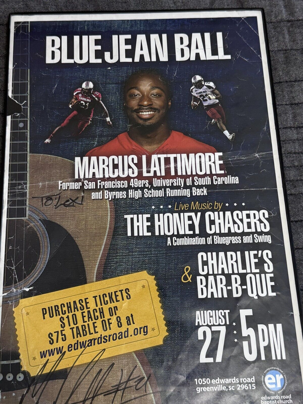 Framed Autographed Poster 17x11 Marcus Lattimore South Carolina Gamecock Signed